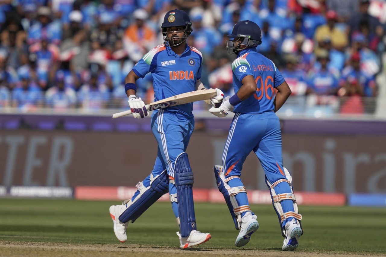 KL Rahul and Shreyas Iyer run between the wickets, India vs New Zealand, Champions Trophy, Dubai, March 2, 2025