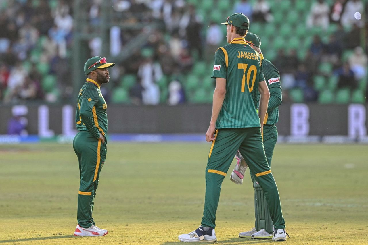 Temba Bavuma and Marco Jansen hope something works out, New Zealand vs South Africa, Champions Trophy semi-final, Lahore, March 5, 2025