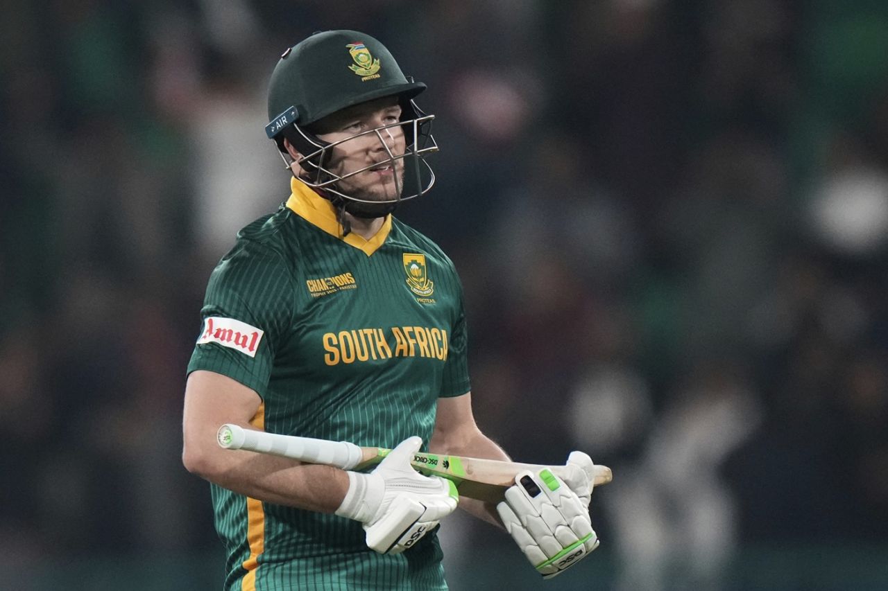 David Miller got to a 67-ball hundred off the last ball of the innings, New Zealand vs South Africa, Champions Trophy semi-final, Lahore, March 5, 2025