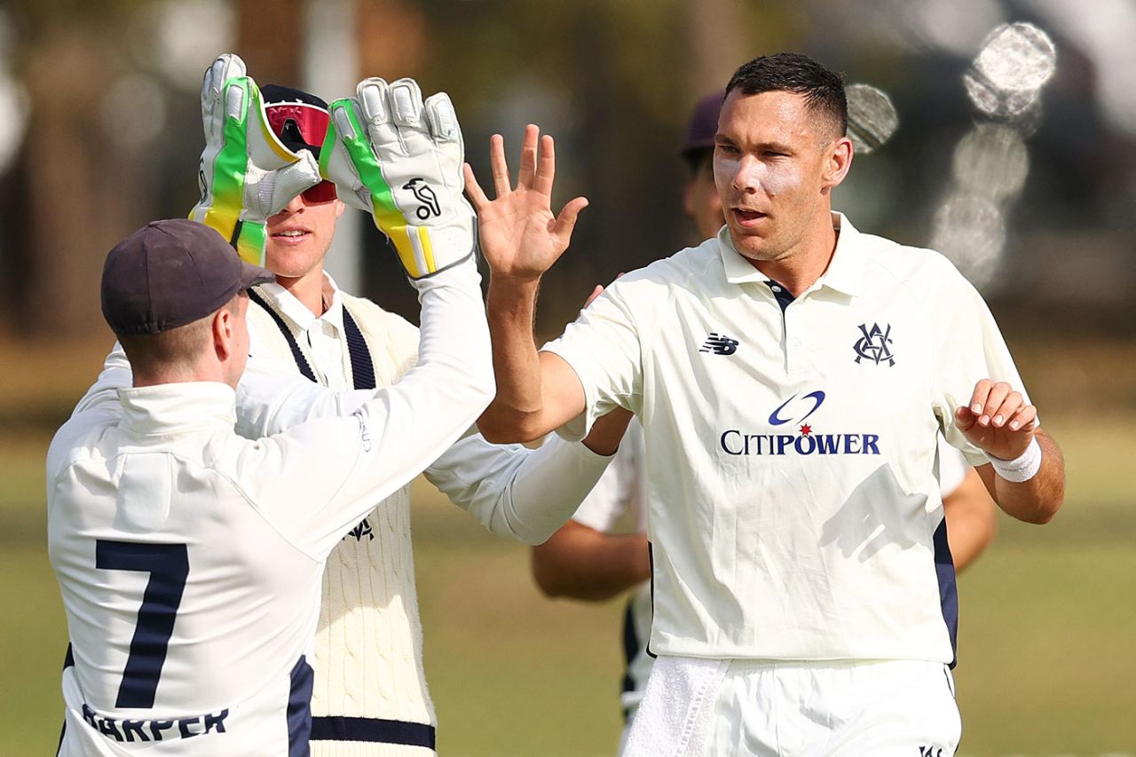 Scott Boland was soon in the wickets, Victoria vs South Australia, Sheffield Shield, Day 1, Junction Oval, March 6, 2025