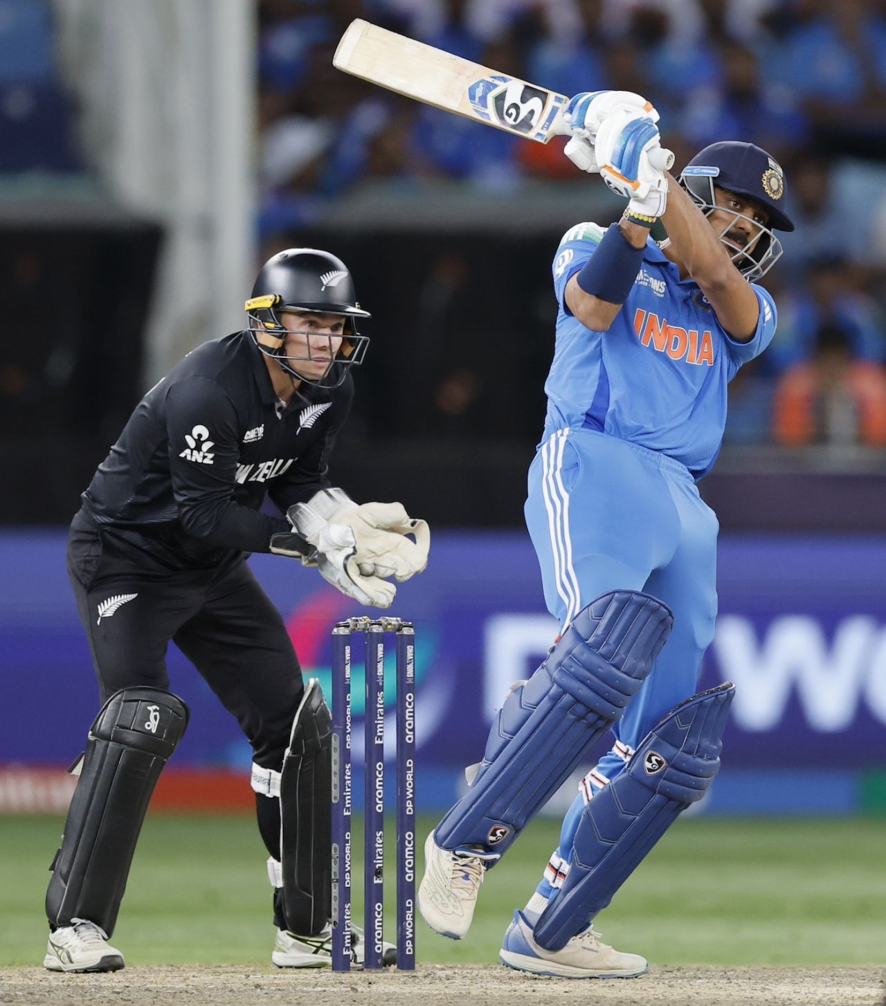 Axar Patel punches the ball away, India vs New Zealand, Champions Trophy final, Dubai, March 9, 2025