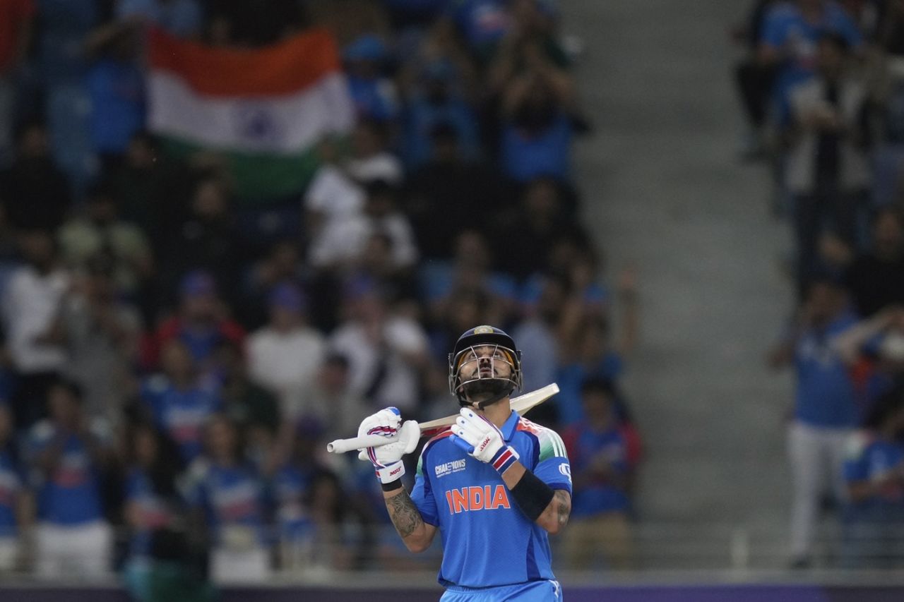 Virat Kohli brings up his fifty, Pakistan vs India, Dubai, Champions Trophy, February 23, 2025