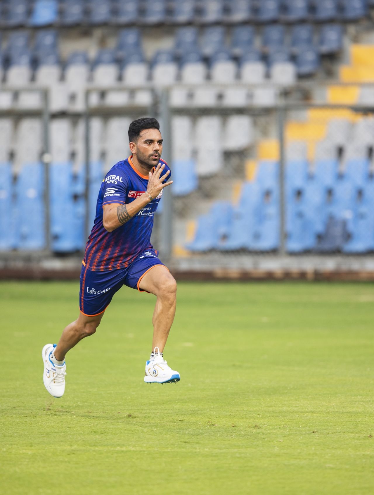 Deepak Chahar begins training with his new franchise Mumbai Indians, Mumbai, March 13, 2025