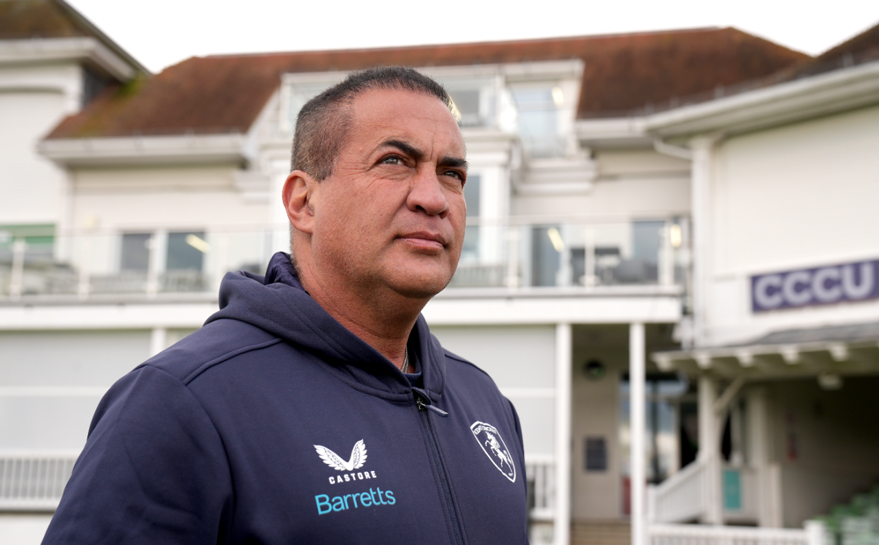 Adam Hollioake takes stock of his surroundings on his arrival as Kent head coach, Canterbury, March 14, 2025