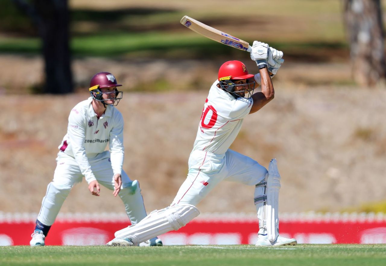 Jason Sangha made an unbeaten 103 on the final day, South Australia vs Queensland, Sheffield Shield, Karen Rolton Oval, March 18, 2025