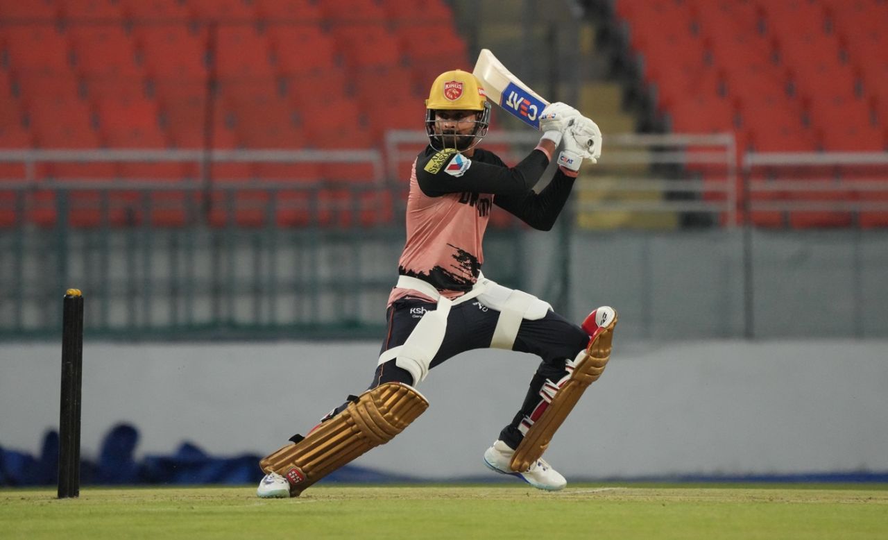 Shreyas Iyer bats in a Punjab Kings practice game, IPL 2025, Chandigarh, March 19, 2025