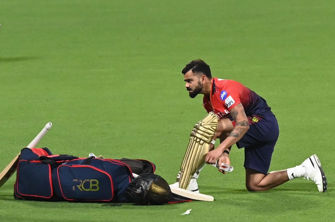 Virat Kohli straps up, Kolkata Knight Riders vs Royal Challengers Bengaluru, IPL 2025, Kolkata, March 20, 2025