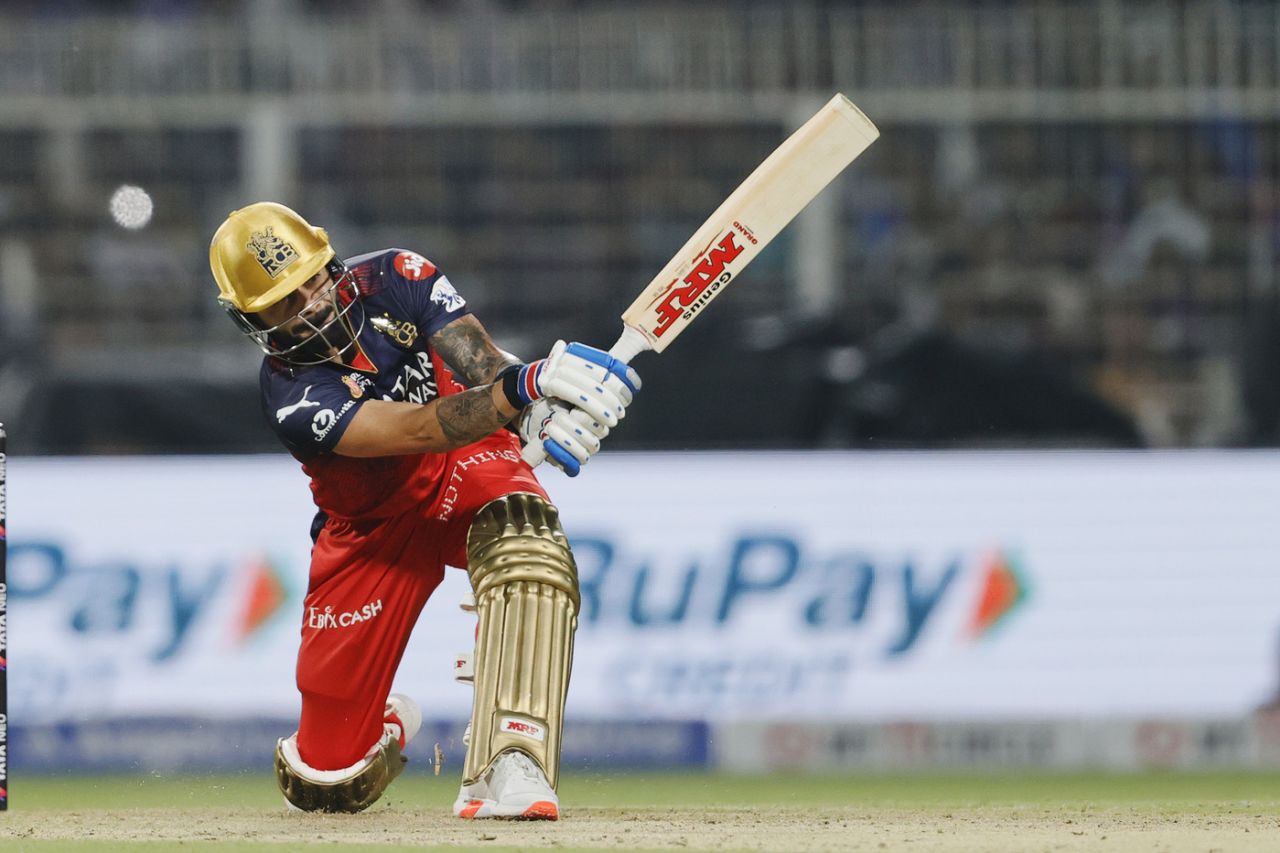 Virat Kohli brings out the slog sweep, Kolkata Knight Riders vs Royal Challengers Bengaluru, IPL 2025, Kolkata, March 22, 2025