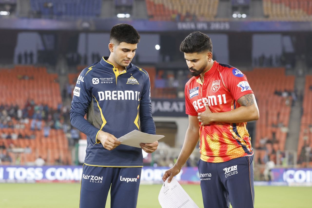 Shreyas Iyer and Shubman Gill have a look at each other's teams, Gujarat Titans vs Punjab Kings, IPL 2025, March 25, 2025, Ahmedabad