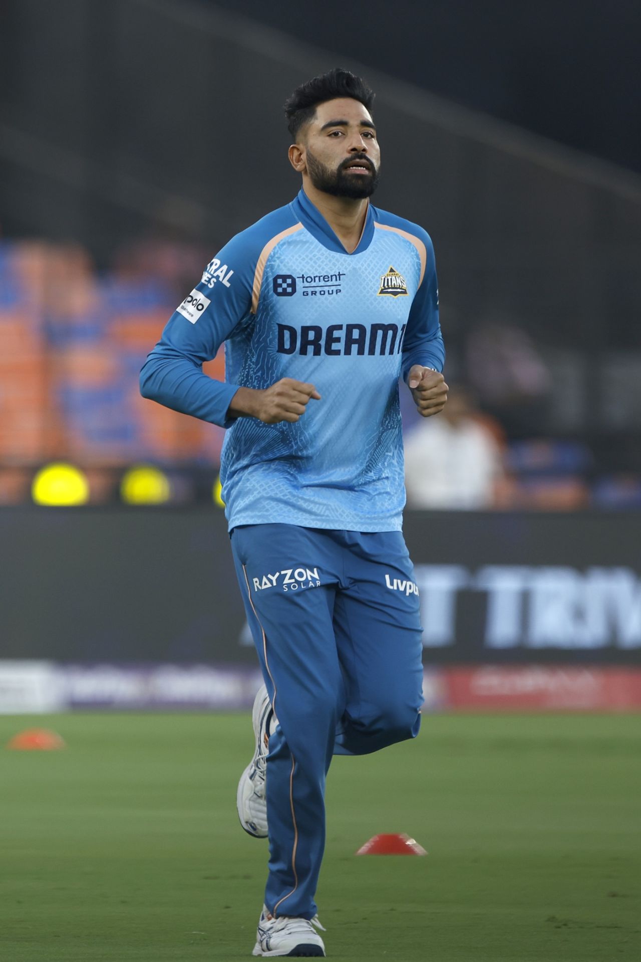 Mohammed Siraj in his new team's training kit, Gujarat Titans vs Punjab Kings, IPL 2025, March 25, 2025, Ahmedabad