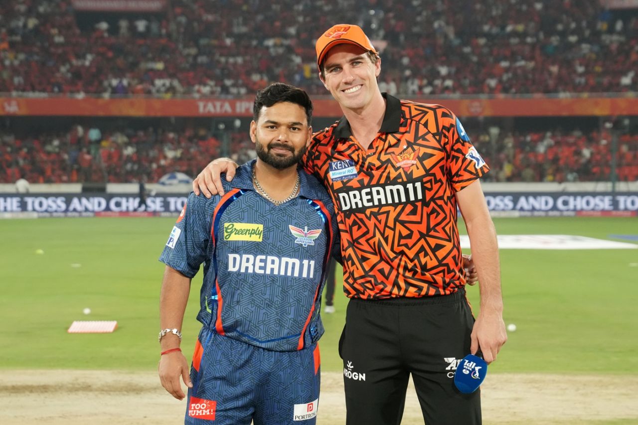 Rishabh Pant and Pat Cummins at the toss, Sunrisers Hyderabad vs Lucknow Super Giants, IPL 2025, Hyderabad, March 27, 2025