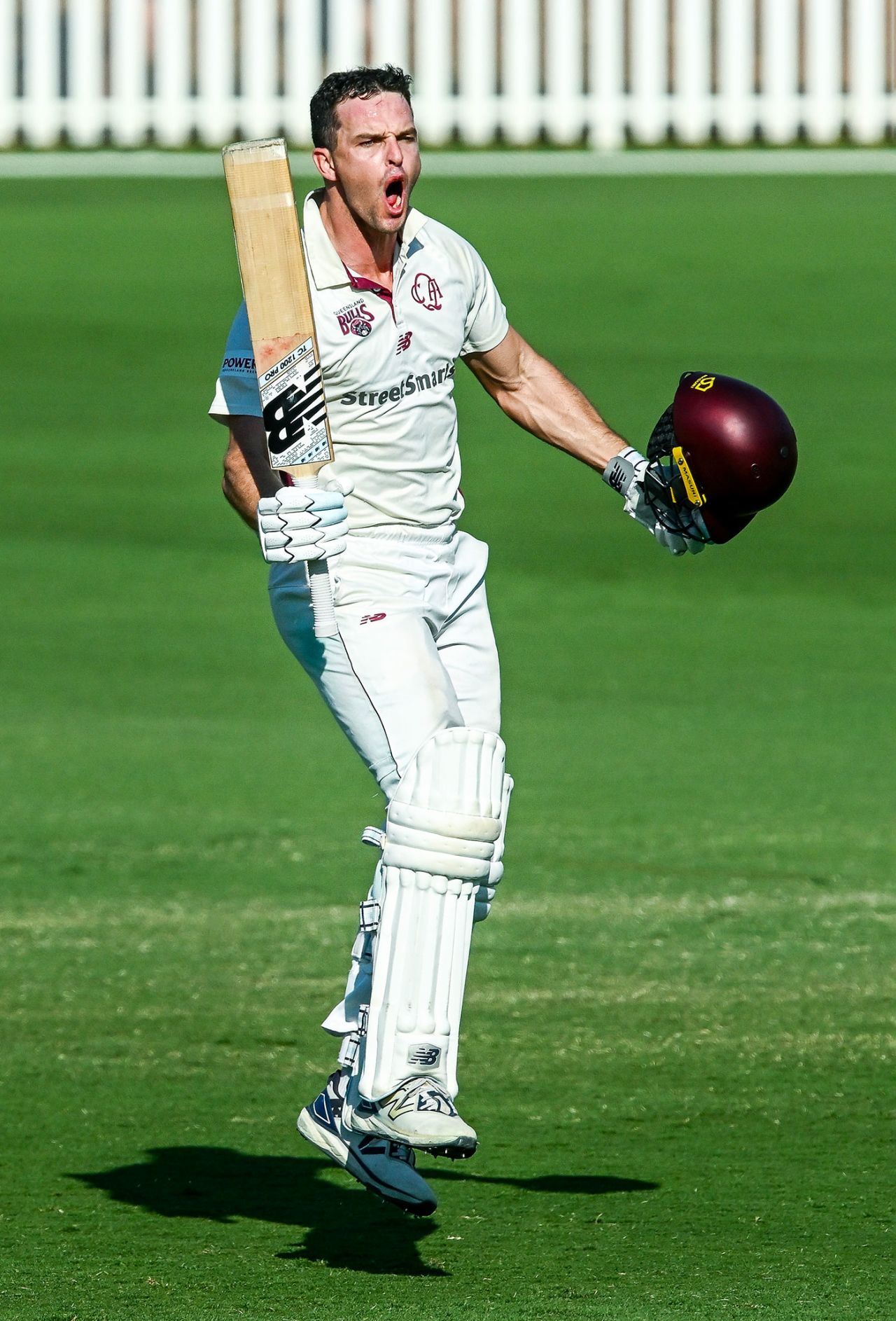 Jack Wildermuth roars on bringing up his century, South Australia vs Queensland, Sheffield Shield final, Karen Rolton Oval, March 28, 2025