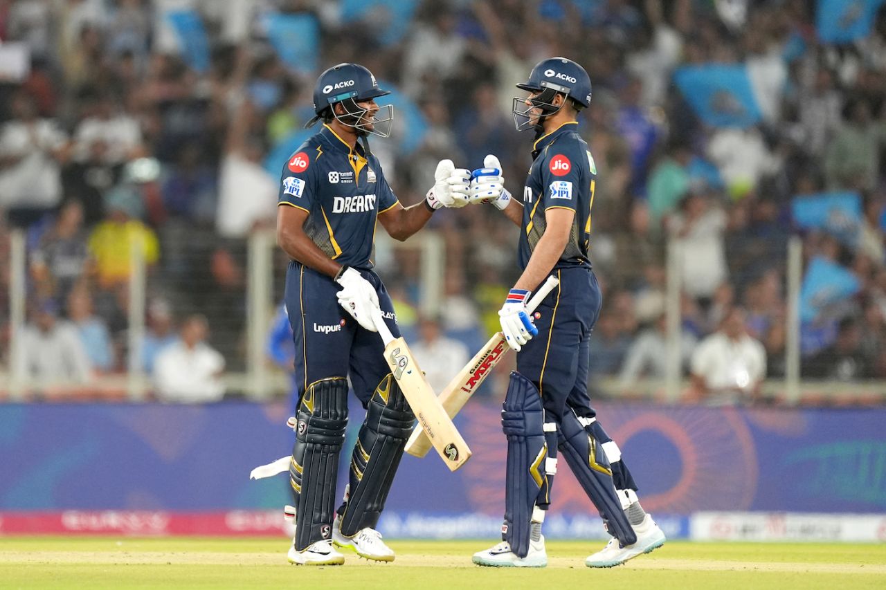 S Sudharsan and Shubman Gill put on 66 in the powerplay, Gujarat Titans vs Mumbai Indians, IPL 2025, Ahmedabad, March 29, 2025