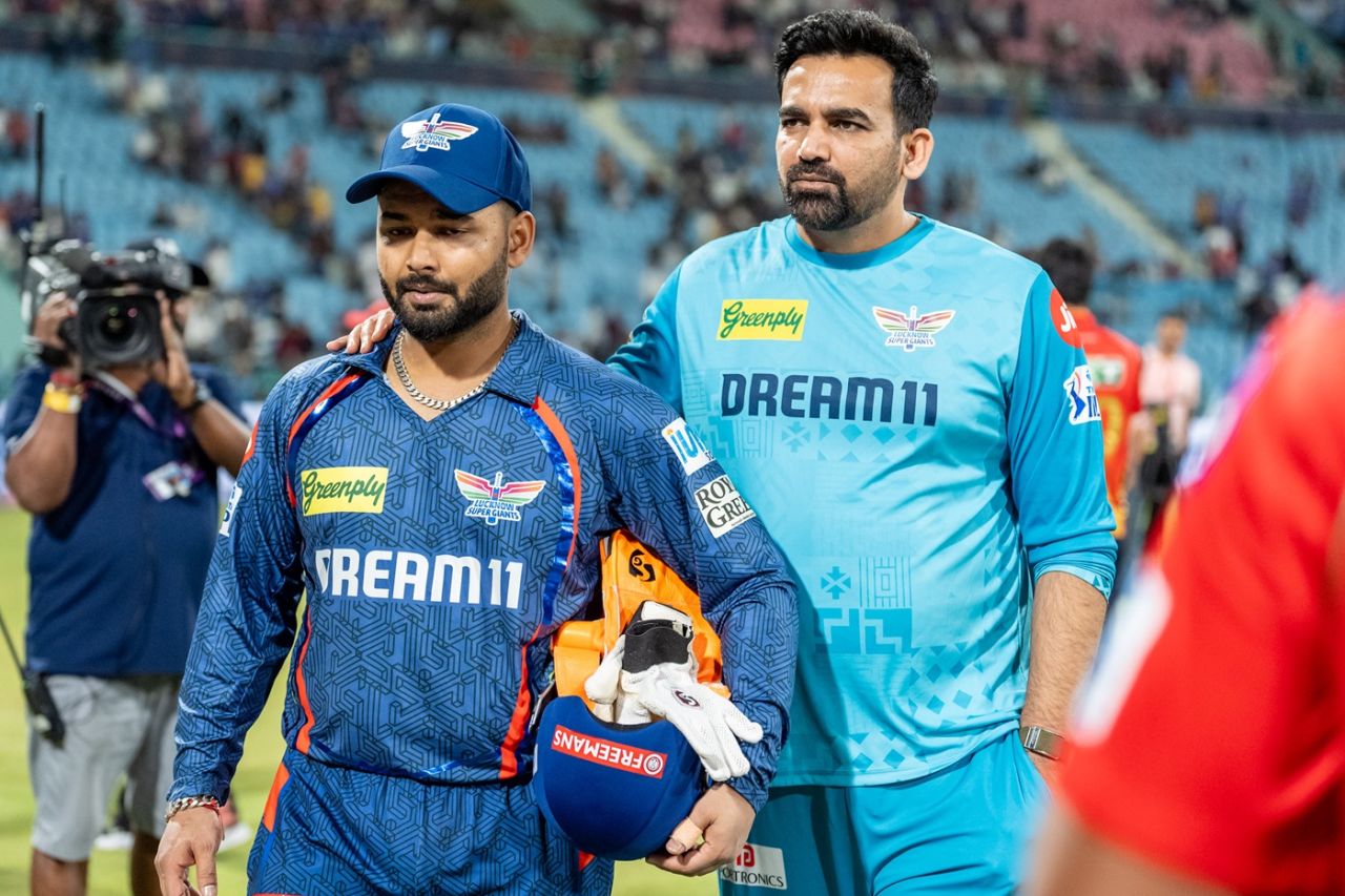 Captain Rishabh Pant and mentor Zaheer Khan after LSG's second loss in three matches, Lucknow Super Giants vs Punjab Kings, IPL, Lucknow, April 1, 2025