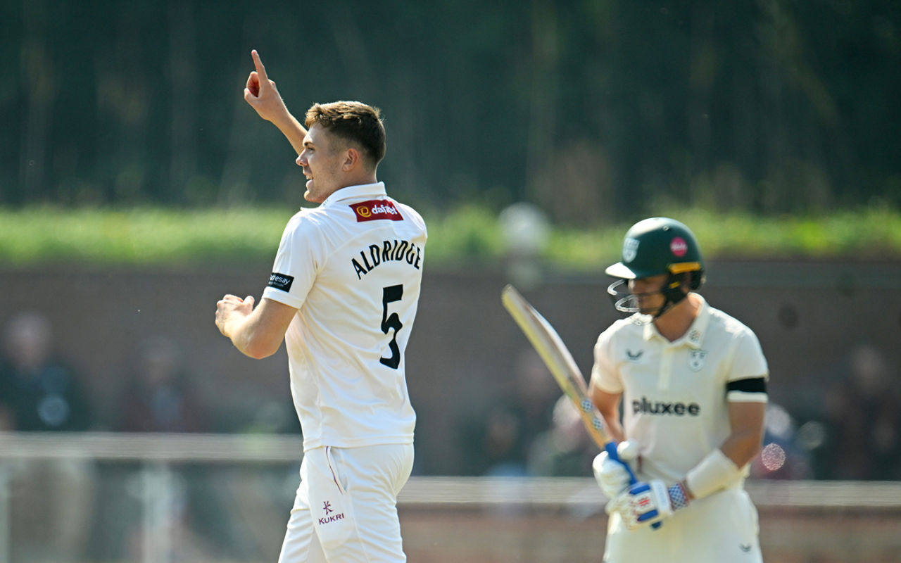 Kasey Aldridge ripped through the top order, Somerset vs Worcestershire, County Championship, Division One, Taunton, 1st day, April 4, 2025