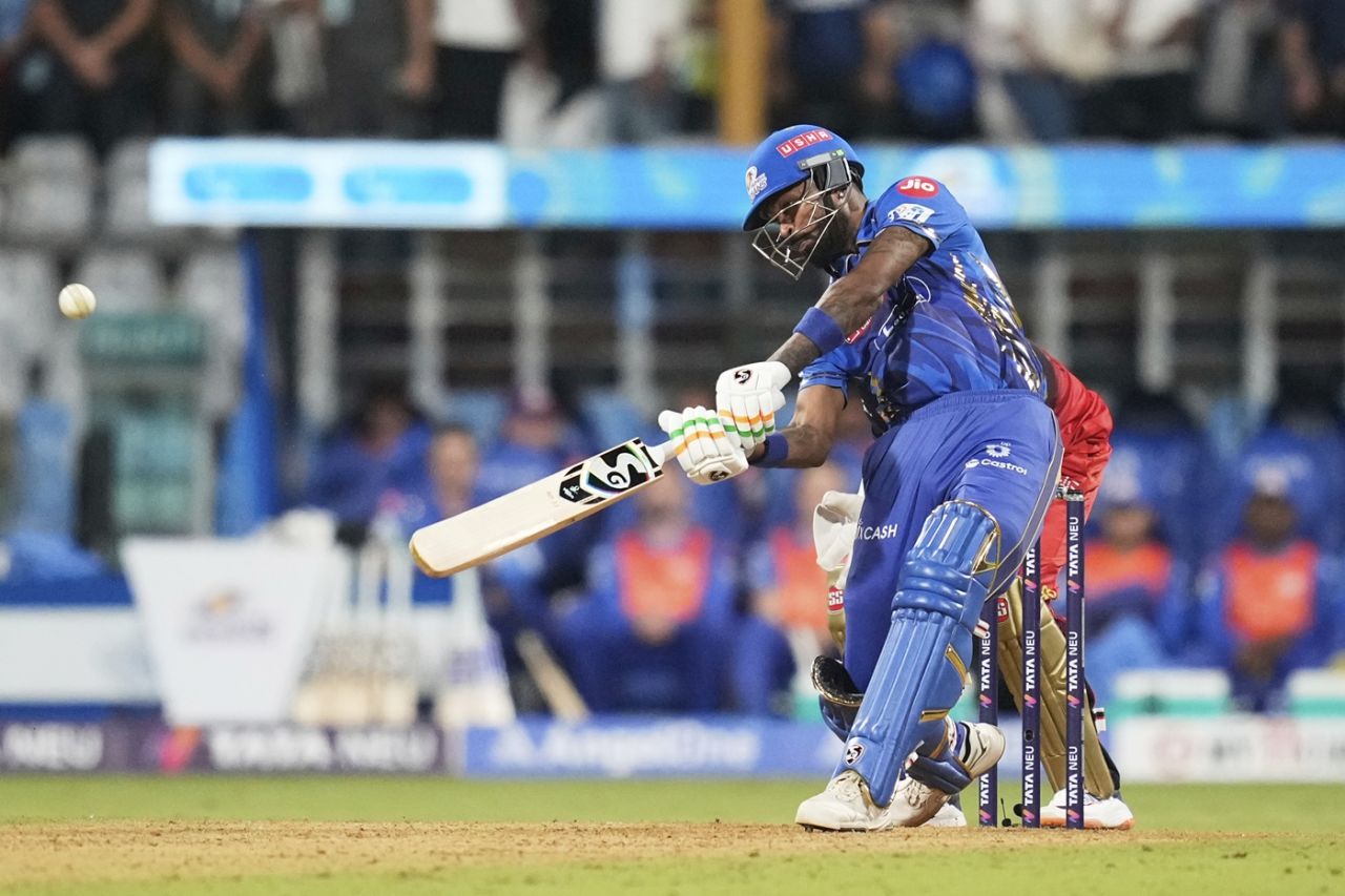 Hardik Pandya blasted 42 off just 15 balls, Mumbai Indians vs Royal Challengers Bengaluru, IPL 2025, Wankhede, April 7, 2025