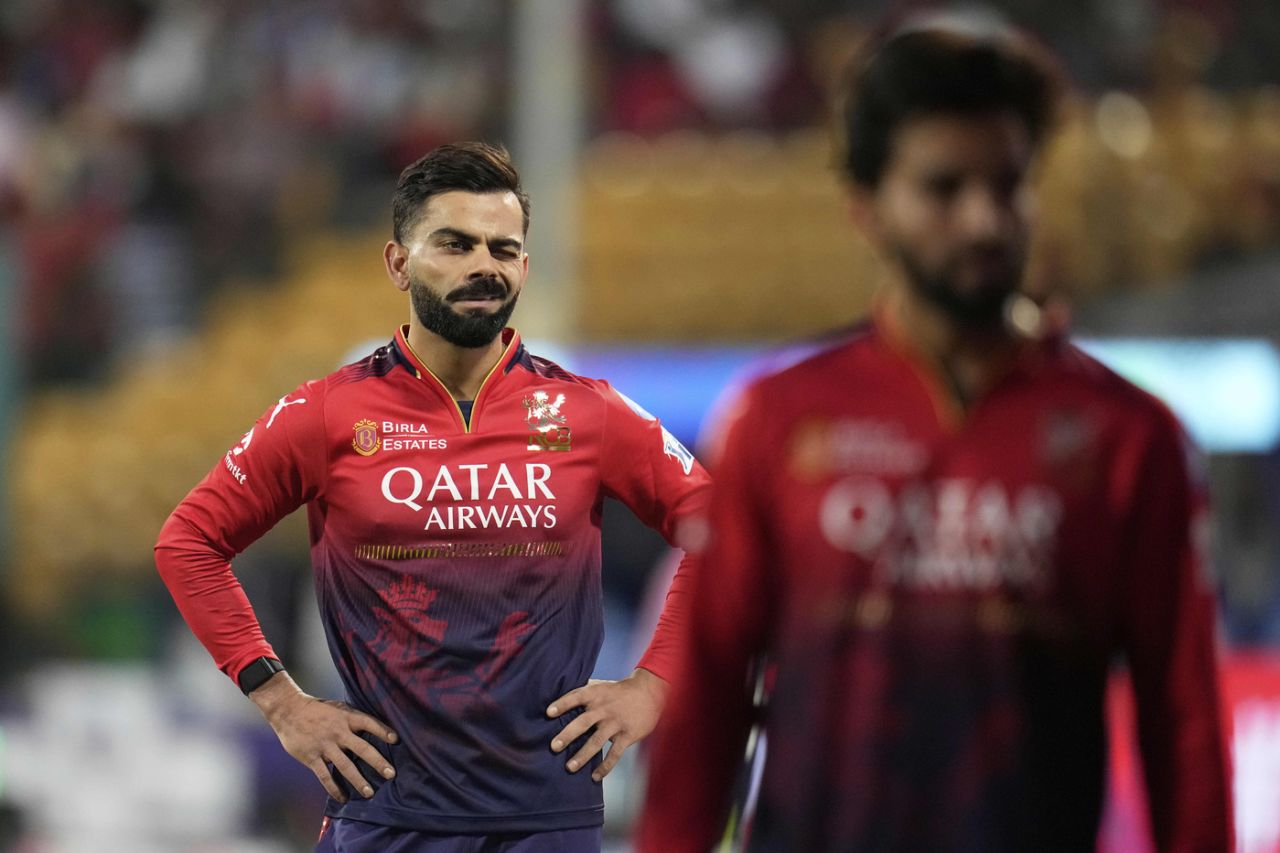 Virat Kohli wears a puzzled expression, Royal Challengers Bengaluru vs Delhi Capitals, IPL, Bengaluru, April 10, 2025