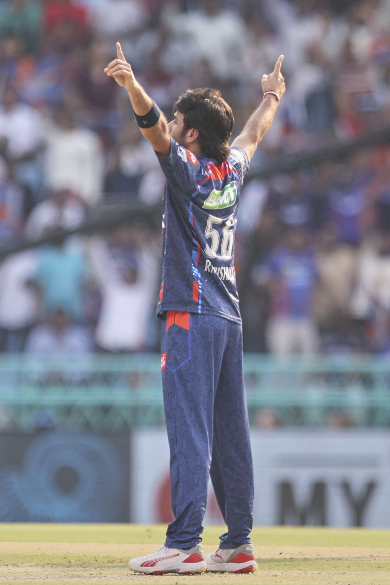 Avesh Khan celebrates after getting rid of Shubman Gill, Lucknow Super Giants vs Gujarat Titans, IPL 2025, Lucknow, April 12, 2025