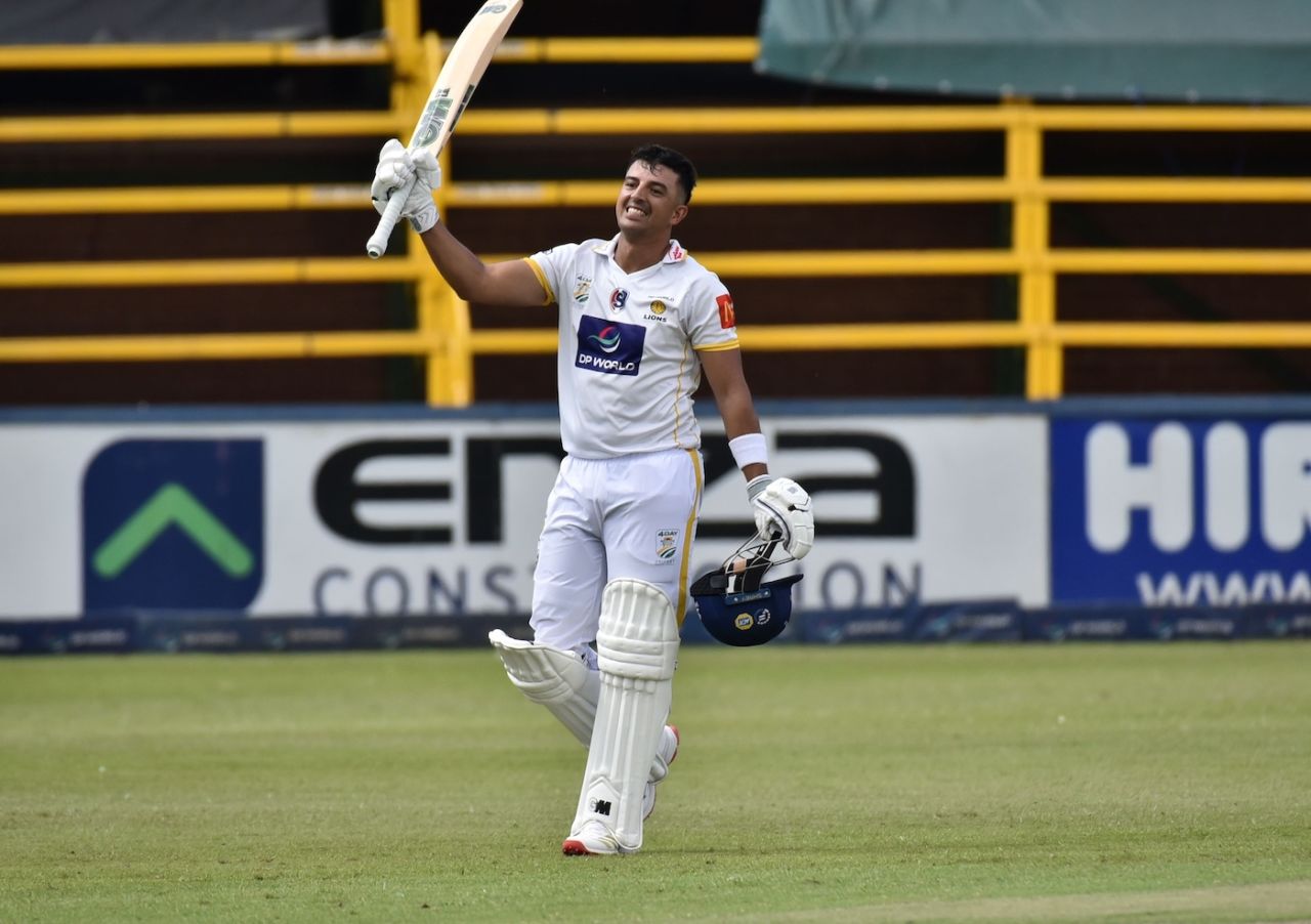 Zubayr Hamza scored a hundred in his 100th first-class game, Lions vs Titans, CSA 4-Day Series Division 1, final, Johannesburg, 3rd day, April 12, 2025
