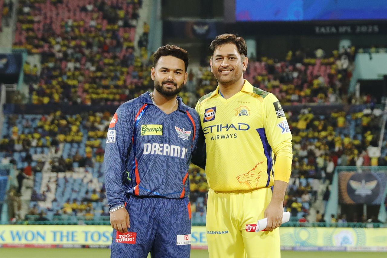 Rishabh Pant and MS Dhoni were all smiles at the toss, Lucknow Super Giants vs Chennai Super Kings, IPL 2025, Lucknow, April 14, 2025