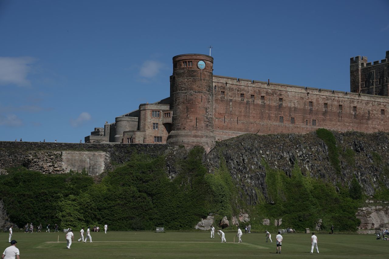 Bamburgh cricket club play their first game of cricket since the Covid-19 lockdown, against The Knights from Belmont, Durham, 19 July 2020