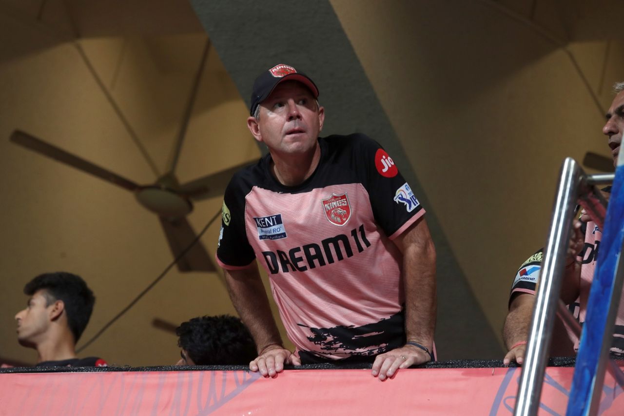 Ricky Ponting peers out for a look at the rain, Royal Challengers Bengaluru vs Punjab Kings, IPL 2025, Bengaluru, April 18, 2025