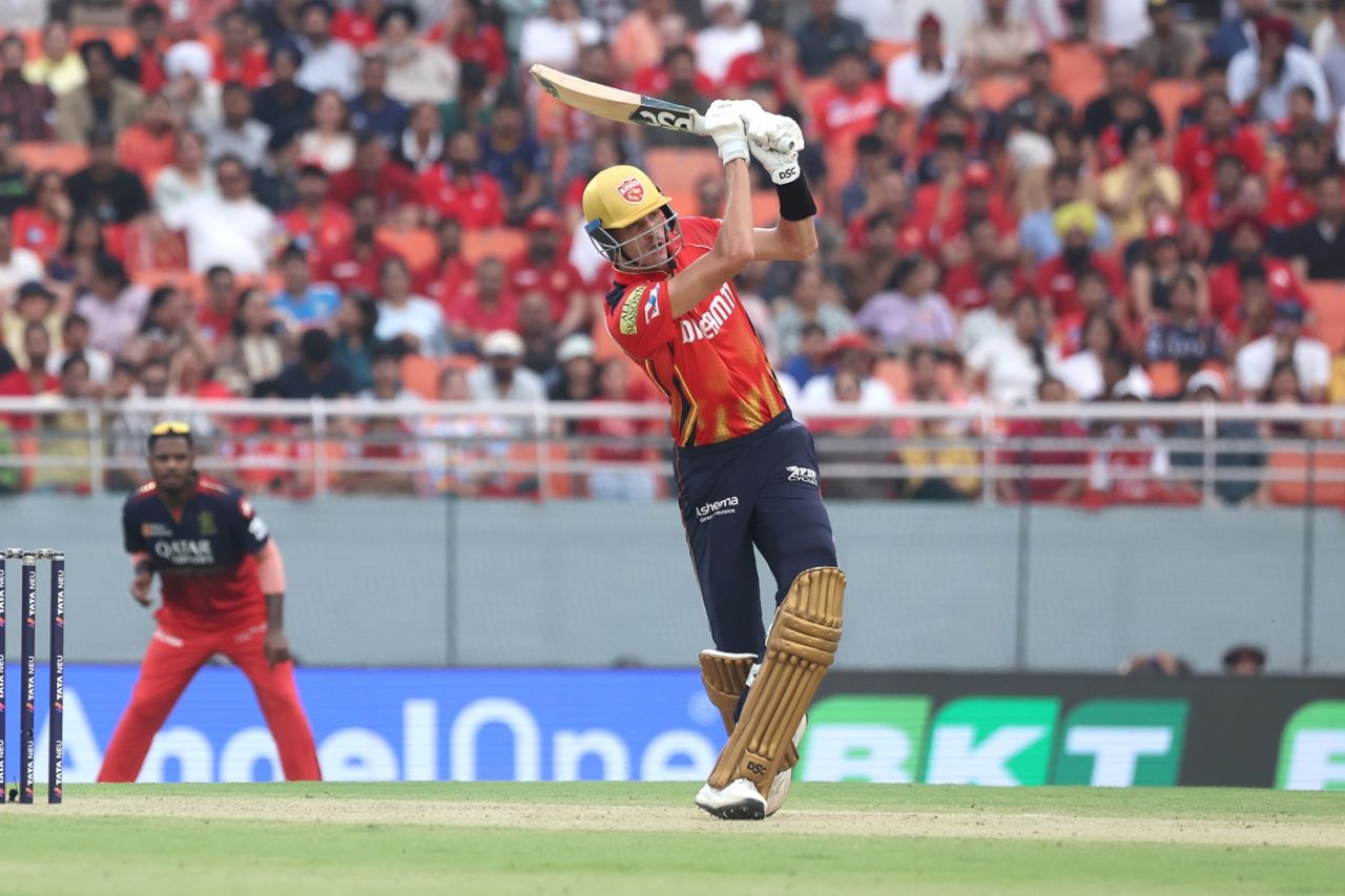 Marco Jansen steps out to hit spin, Punjab Kings vs Royal Challengers Bengaluru, IPL 2025, Mullanpur, April 20, 2025