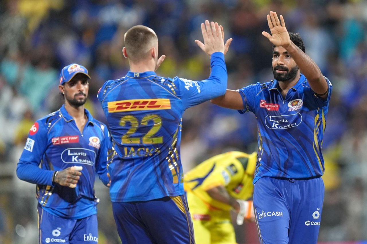 Jasprit Bumrah picked two wickets in the death overs, Mumbai Indians vs Chennai Super Kings, IPL 2025, Mumbai, April 20, 2025