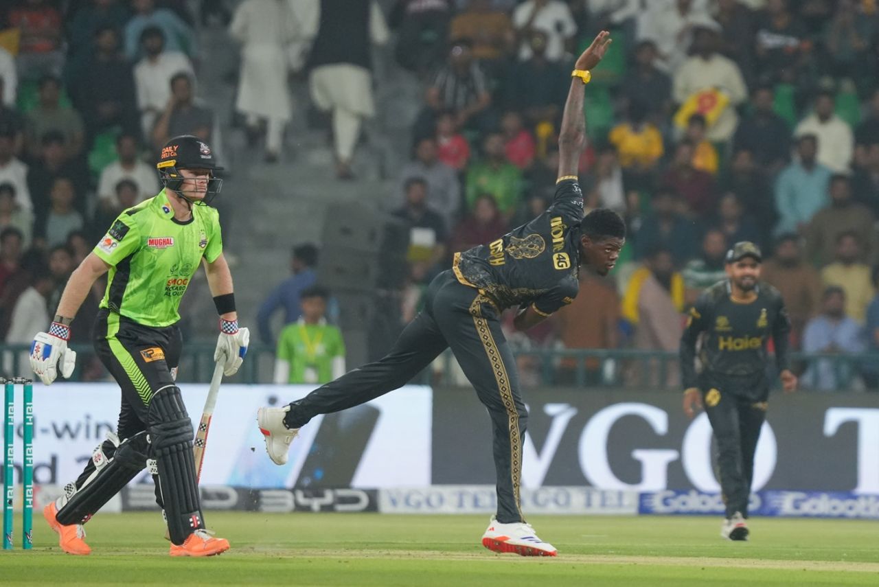 Alzarri Joseph took a three-wicket haul, Lahore Qalandars vs Peshawar Zalmi, PSL 2025, Lahore, April 24, 2025