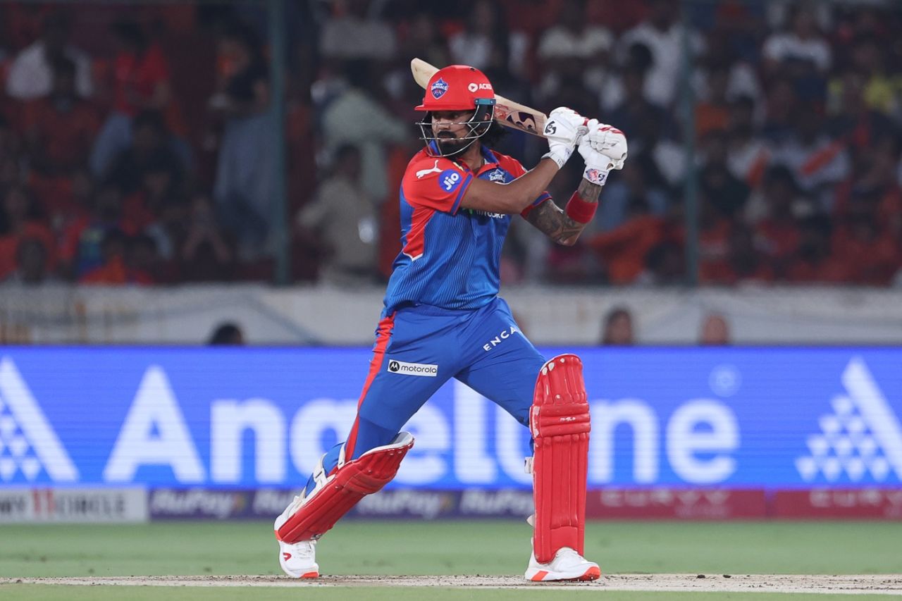 KL Rahul plays a cut, Sunrisers Hyderabad vs Delhi Capitals, IPL 2025, Hyderabad, May 5, 2025