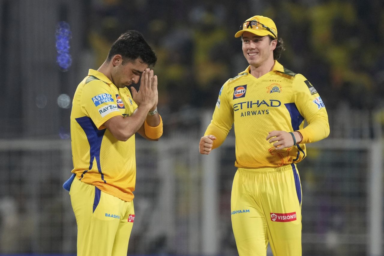 Anshul Kamboj celebrates after dismissing Rahmanullah Gurbaz, Kolkata Knight Riders vs Chennai Super Kings, IPL, Kolkata, May 7, 2025