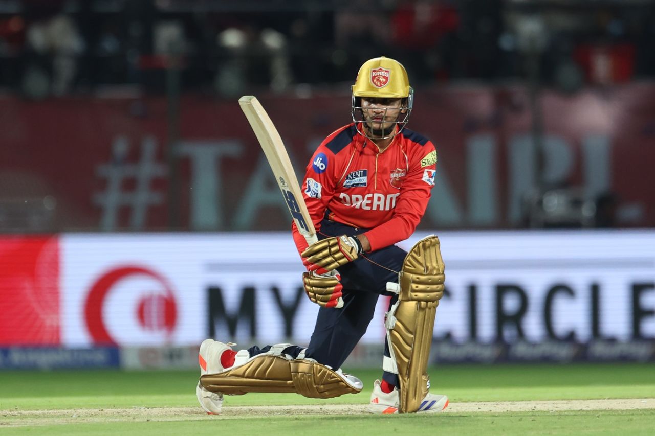 Priyansh Arya targets the leg side, Punjab Kings vs Delhi Capitals, IPL 2025, Dharamsala, May 8, 2025