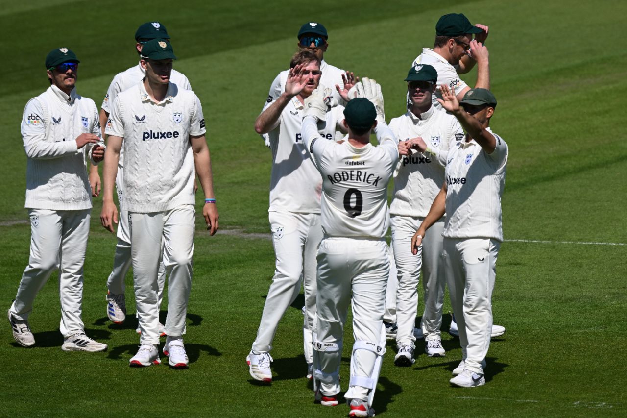 Tom Taylor made a dent in Sussex's top order, Sussex vs Worcestershire, County Championship, Hove, May 9, 2025
