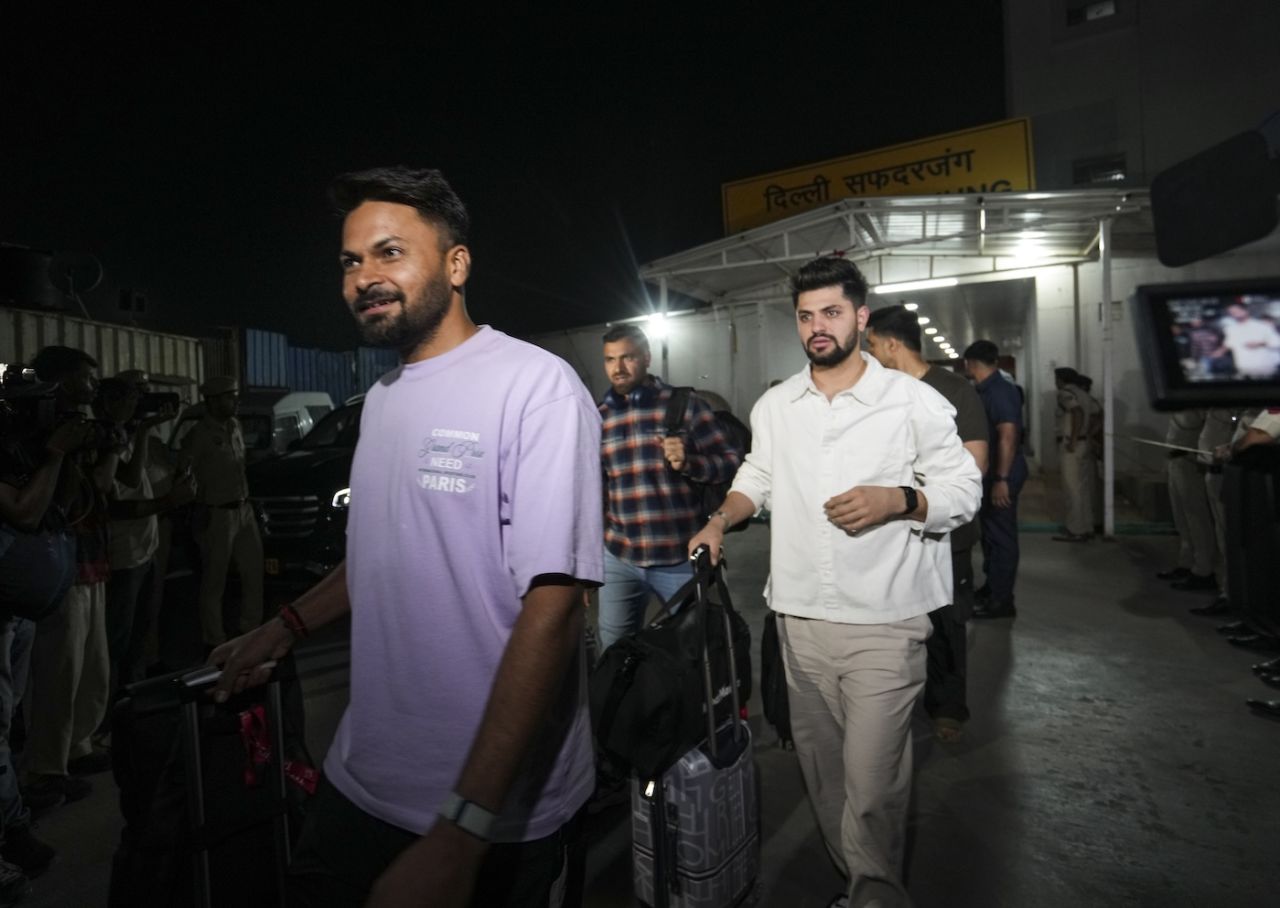 Mukesh Kumar and Sameer Rizvi arrive at the Safdarjung station in Delhi, IPL 2025, Delhi, May 9, 2025