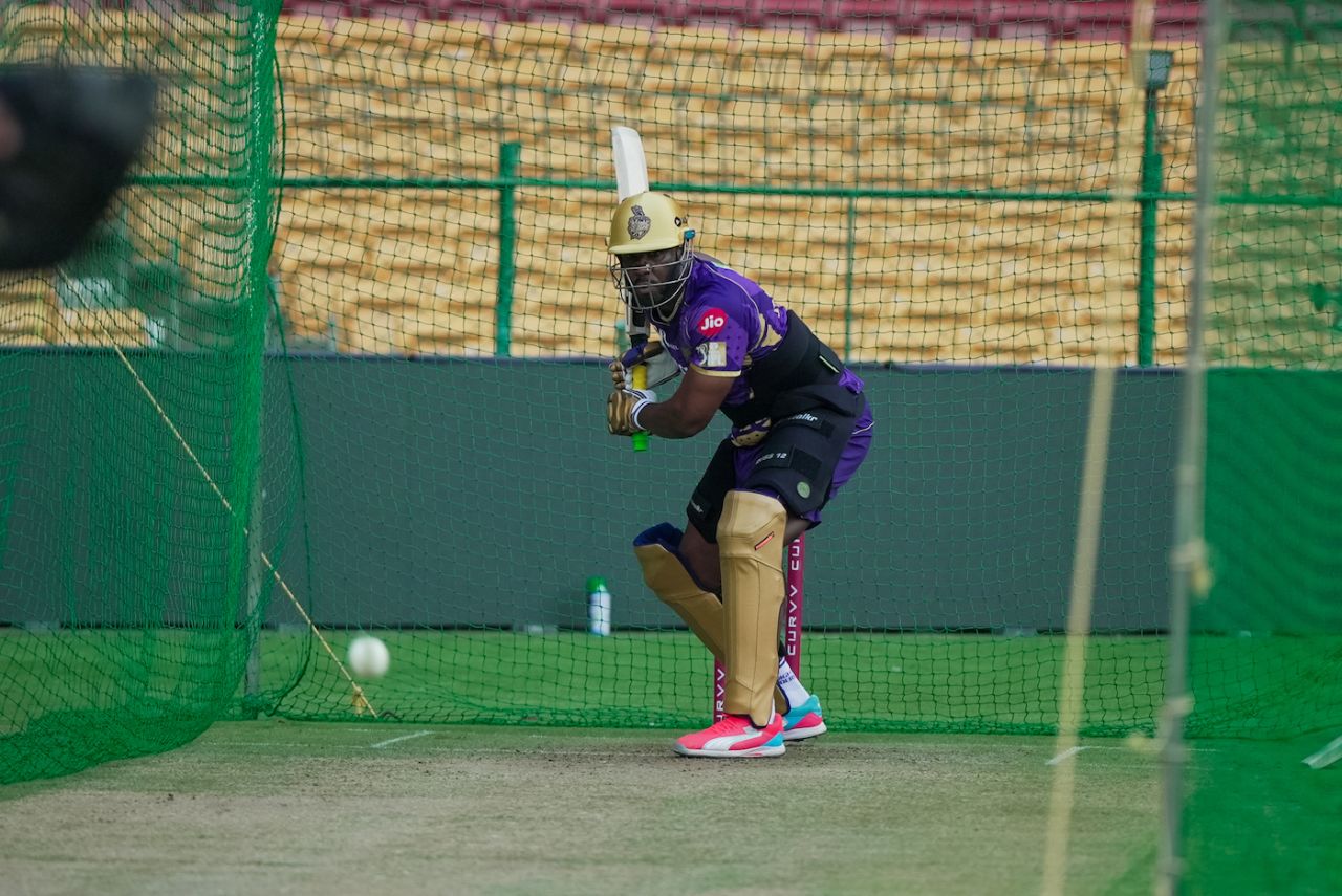 Andre Russell practices in the Bengaluru nets, IPL 2025, Bengaluru, May 15, 2025