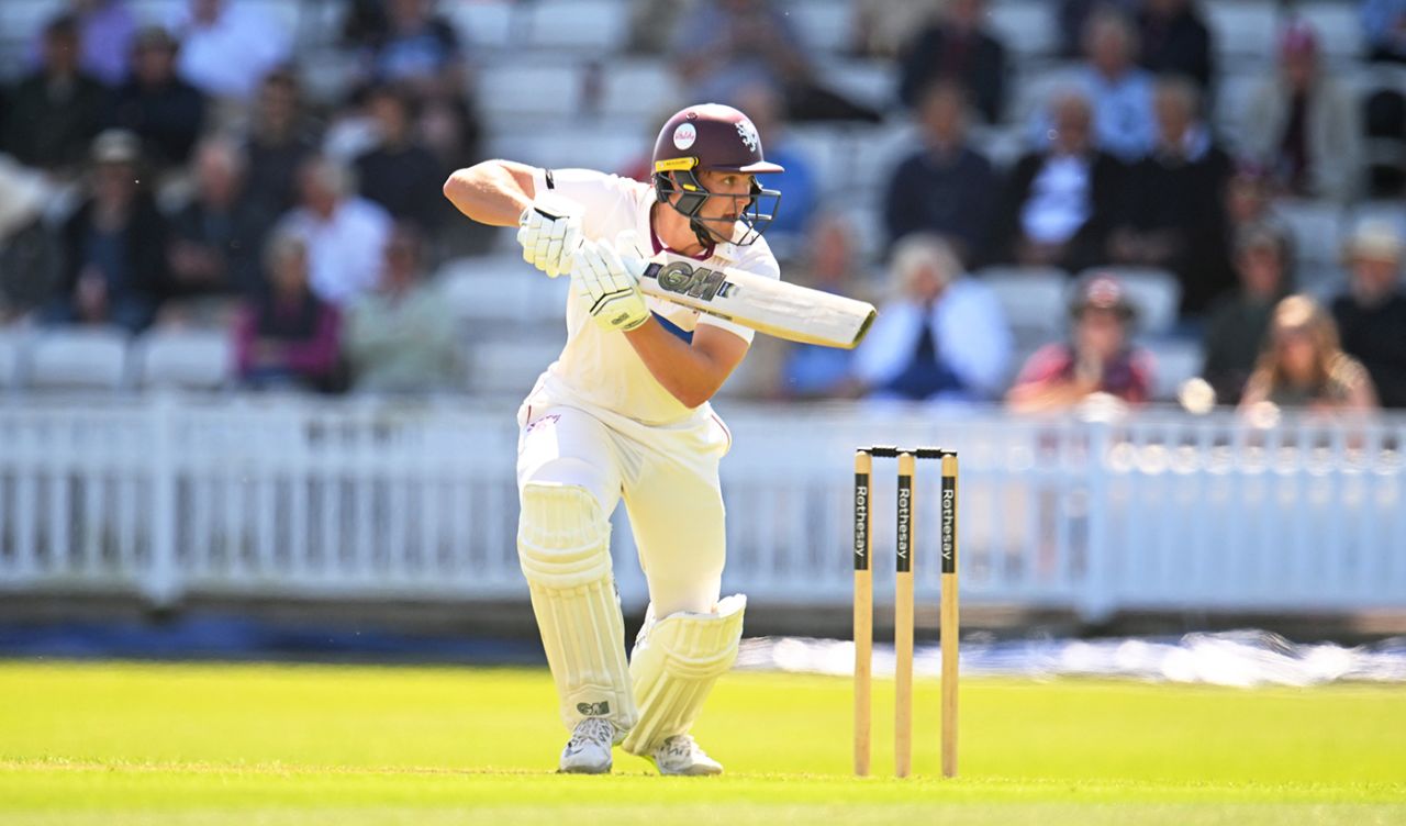 Tom Lammonby steers into the off side, Somerset vs Sussex, County Championship, Division One, Taunton, May 16, 2025
