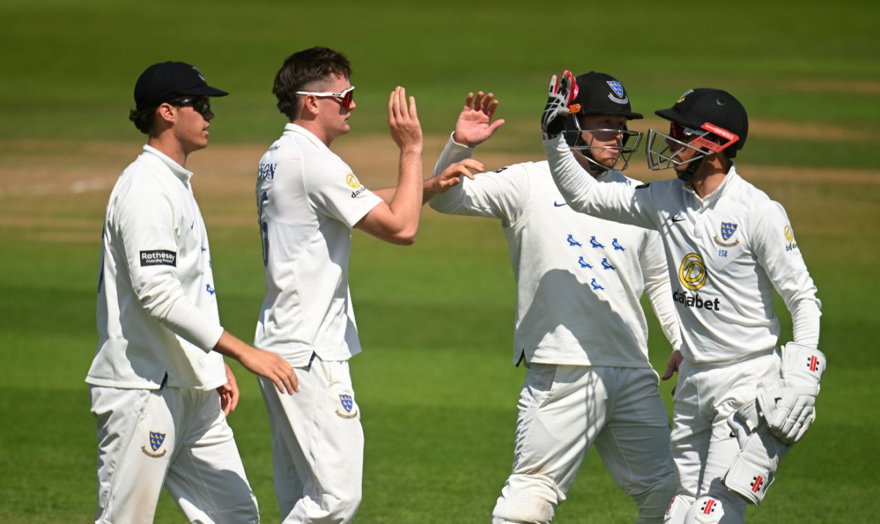 Jack Carson chipped away for Sussex, Somerset vs Sussex, County Championship, Division One, Taunton, May 16, 2025