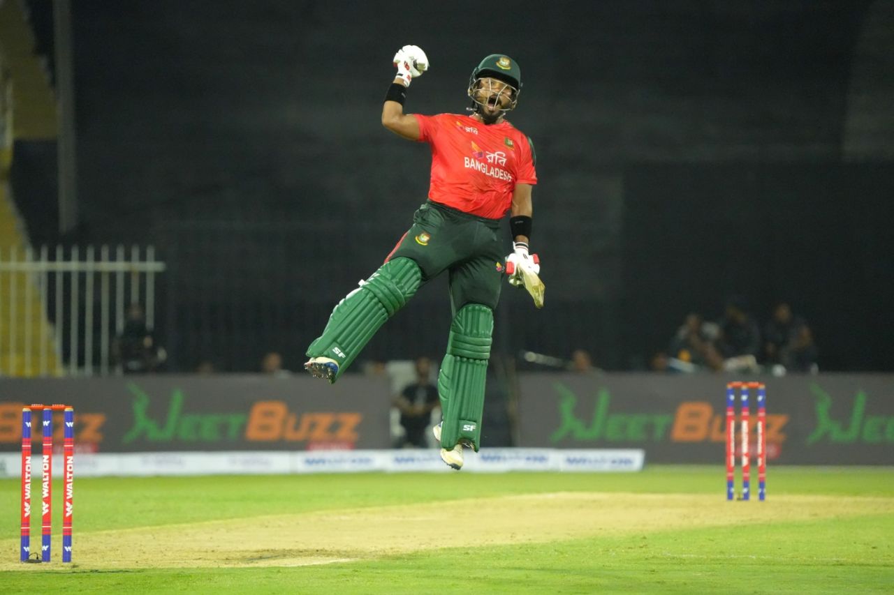 Parvez Hossain Emon became Bangladesh's second T20I centurion, UAE vs Bangladesh, 1st T20I, Sharjah, May 17, 2025