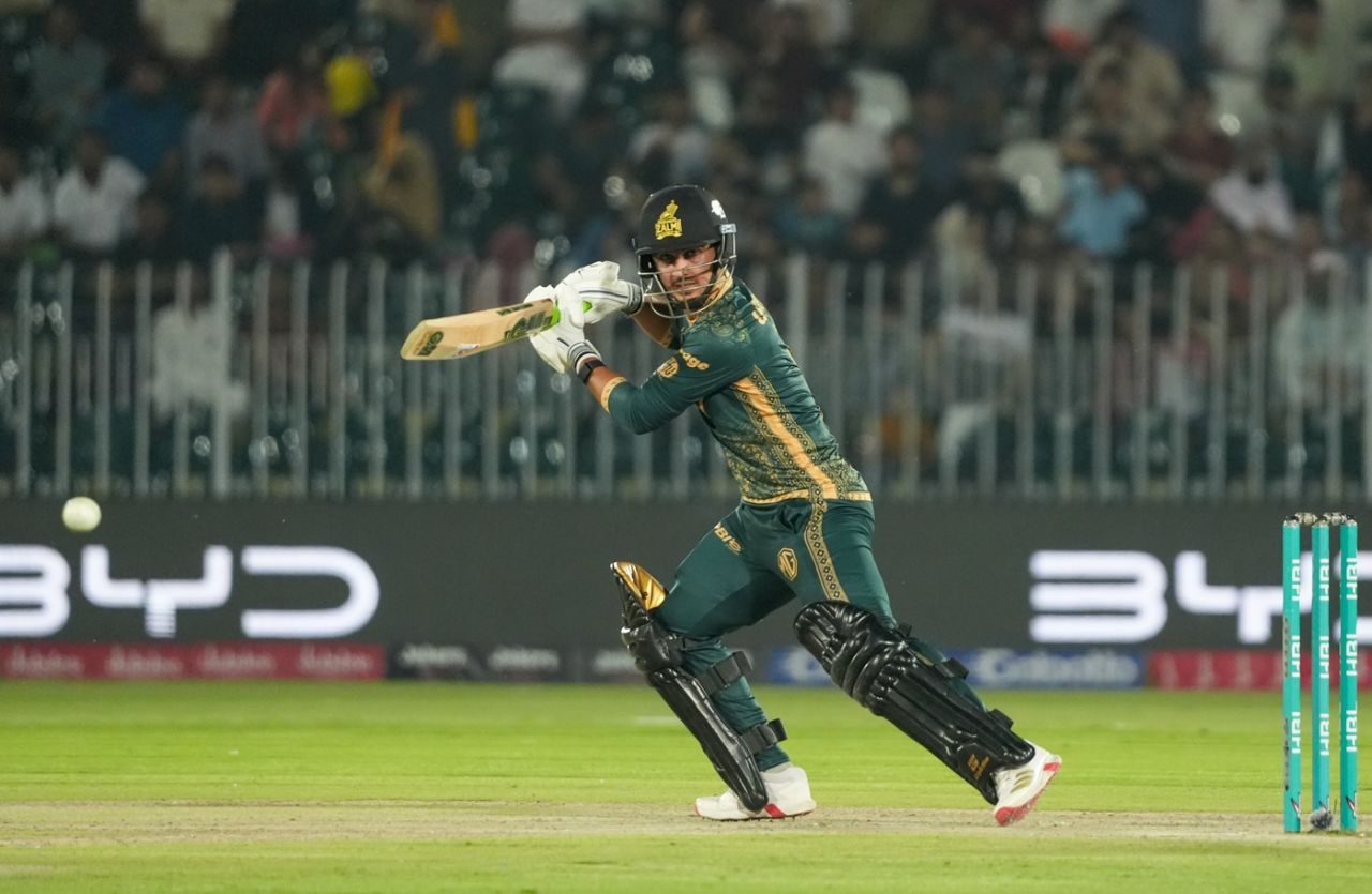 Saim Ayub hits through the off side, Karachi Kings vs Peshawar Zalmi, Rawalpindi, PSL, May 17, 2025
