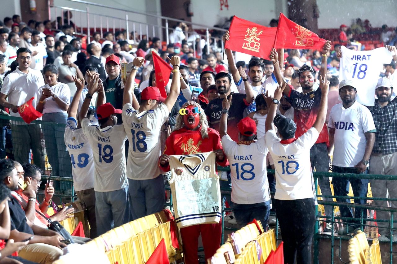 It was more white than red in the stands, Royal Challengers Bengaluru vs Kolkata Knight Riders, IPL 2025, Bengaluru, May 17, 2025
