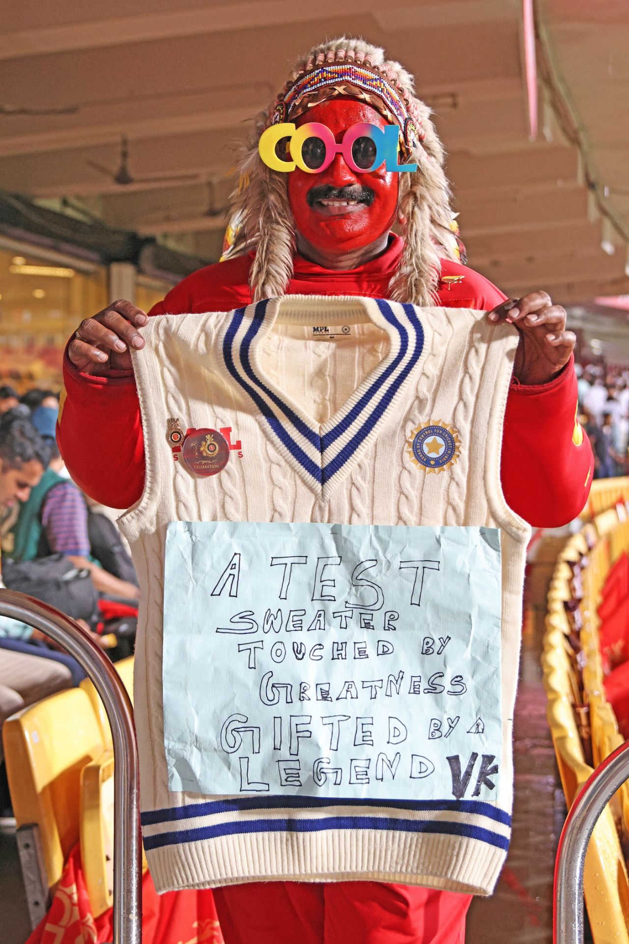 Even the ones in red had a message - or more - in white, Royal Challengers Bengaluru vs Kolkata Knight Riders, IPL 2025, Bengaluru, May 17, 2025