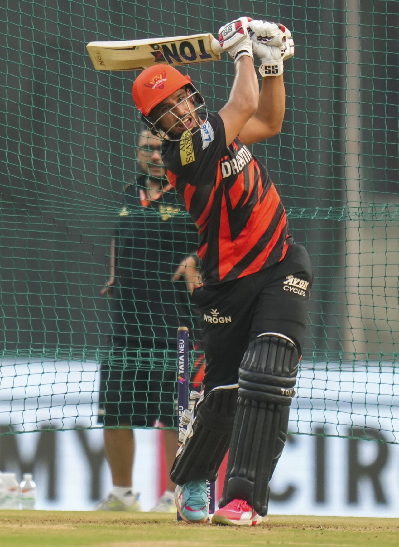 Abhinav Manohar bats at the nets, Lucknow, May 18, 2025