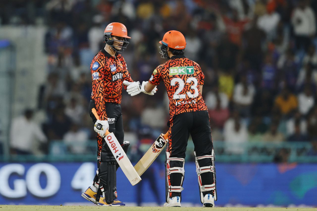 Abhishek Sharma and Ishan Kishan brought up a fifty-run stand off 22 balls, Lucknow Super Giants vs Sunrisers Hyderabad, IPL 2025, Lucknow, May 19, 2025