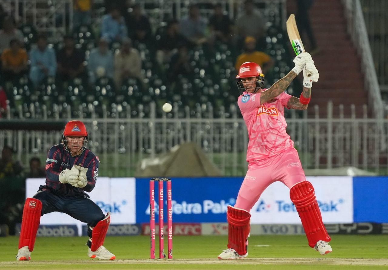 Alex Hales struck six fours and eight sixes on his way to 88, Islamabad United vs Karachi Kings, PSL 2025, Rawalpindi, May 19, 2025