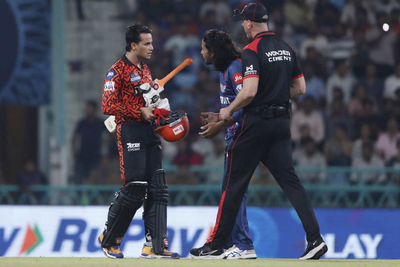 Abhishek Sharma was not happy about Digvesh Rathi's celebration, Lucknow Super Giants vs Sunrisers Hyderabad, IPL 2025, Lucknow, May 19, 2025