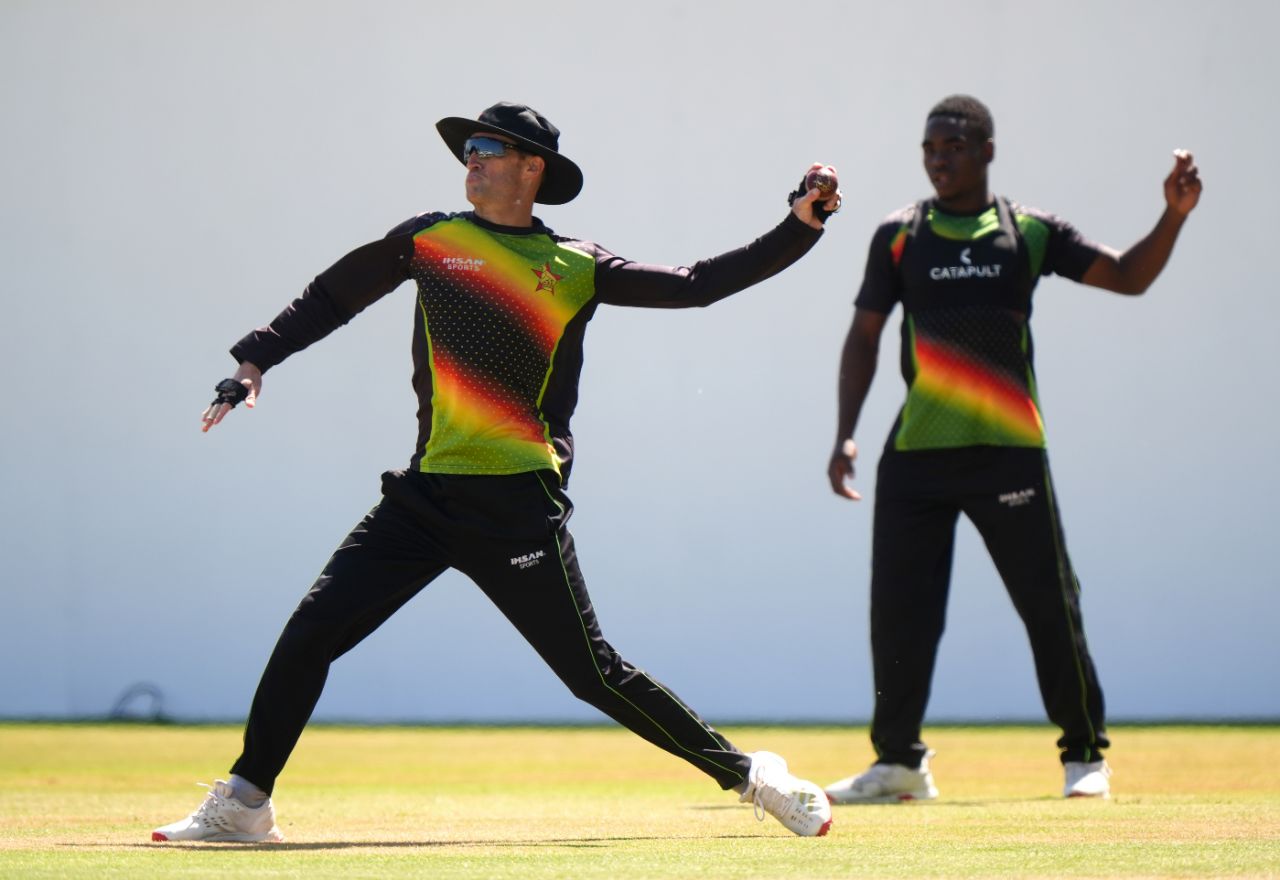 Sean Williams fields the ball during Zimbabwe's training session, England vs Zimbabwe, Trent Bridge, May 20, 2025