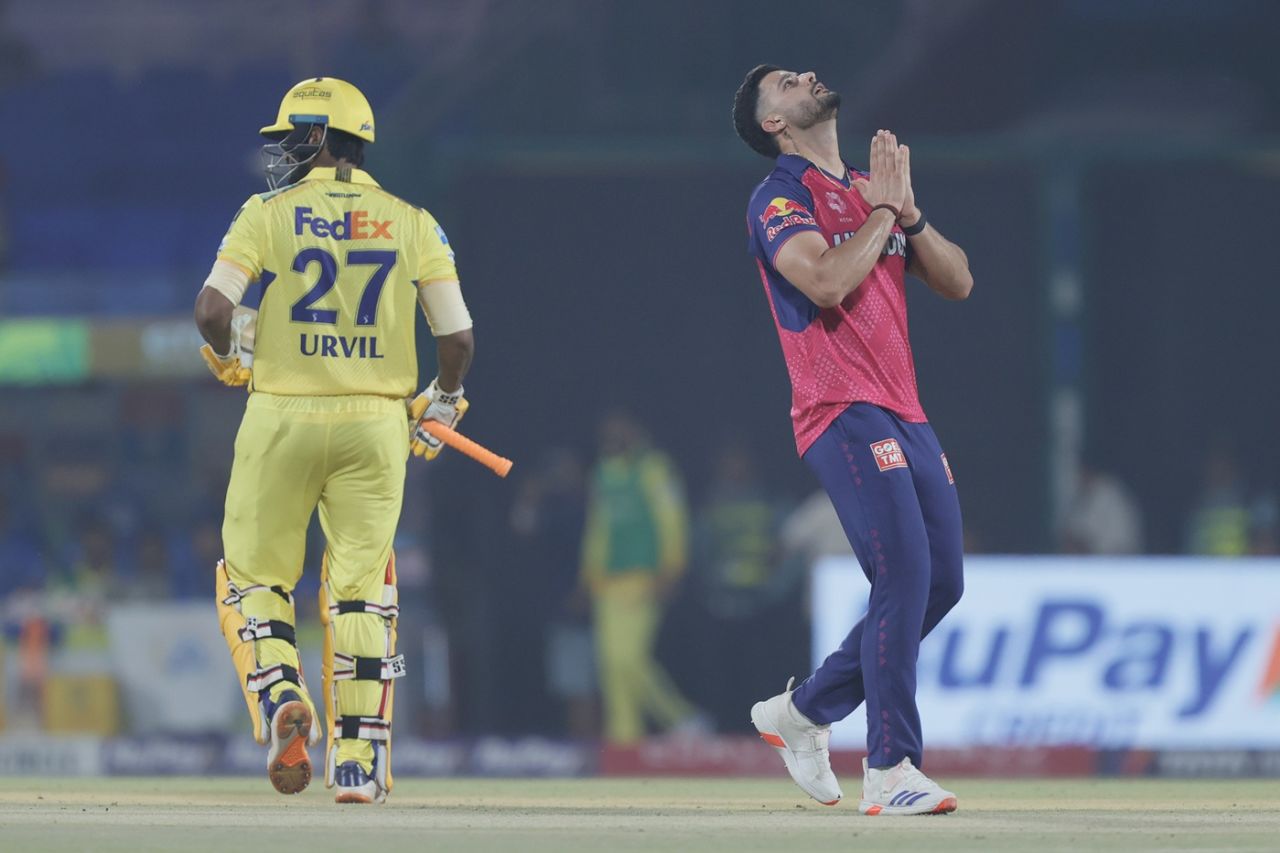 Yudhvir Singh picked two wickets in his first over, Chennai Super Kings vs Rajasthan Royals, IPL 2025, Delhi, May 20, 2025