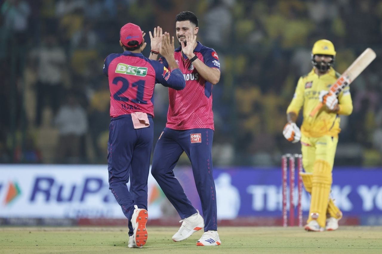 Yudhvir Singh celebrates after getting rid of Ravindra Jadeja, Chennai Super Kings vs Rajasthan Royals, IPL 2025, Delhi, May 20, 2025