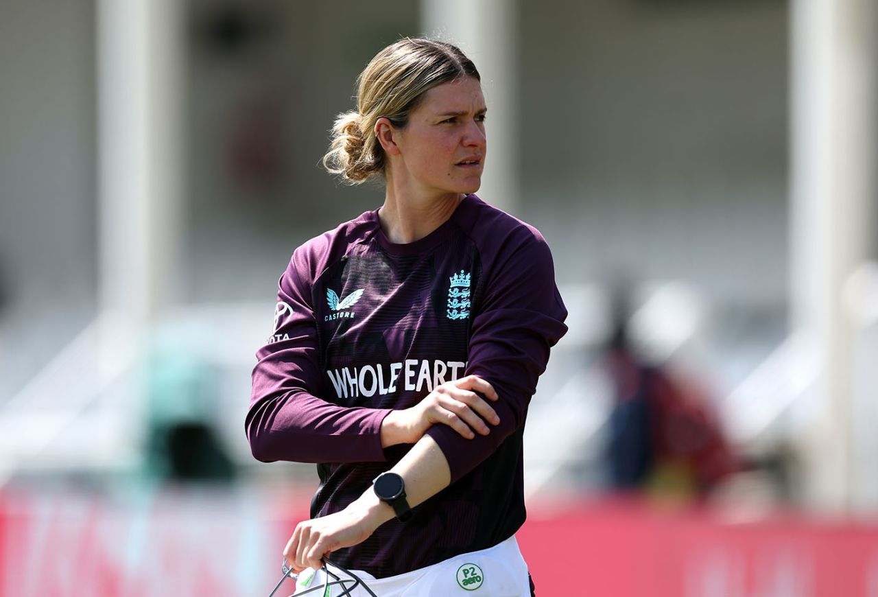 Paige Scholfield waits to bat in the England nets, England vs West Indies, 1st Women's T20I, May 20, 2025, Canterbury