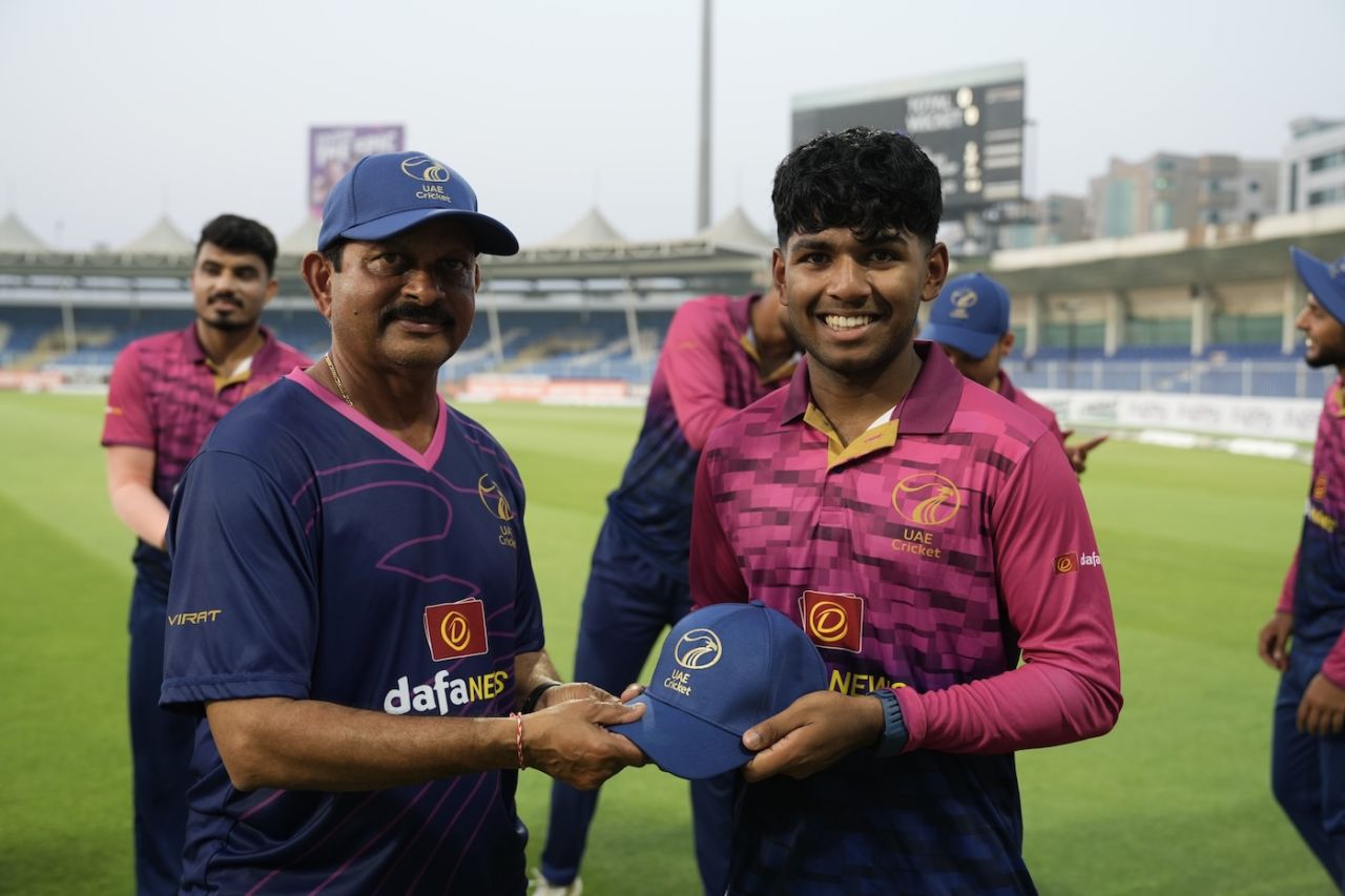 Ethan D'Souza got his T20 international cap from Lalchand Rajput, UAE vs Bangladesh, 3rd T20I, May 21, 2023